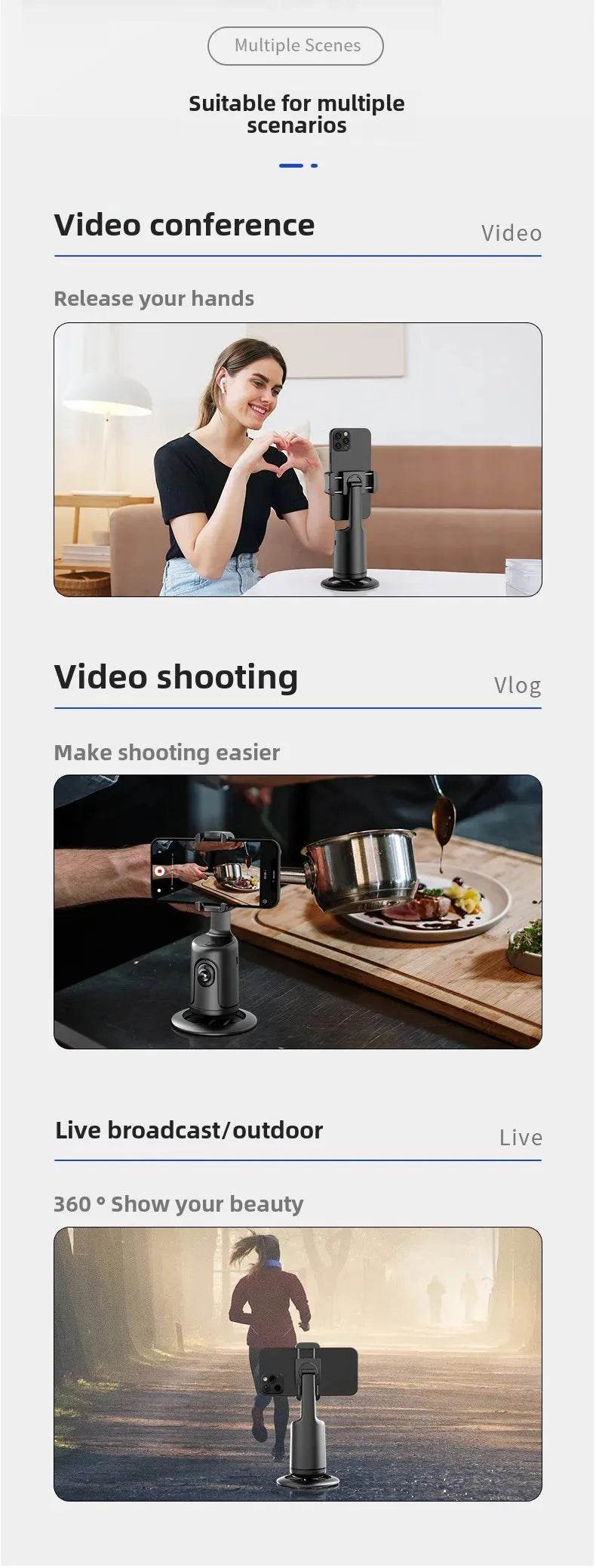 Smart AI Face Recognition 360° Mobile Phone Camera Mount