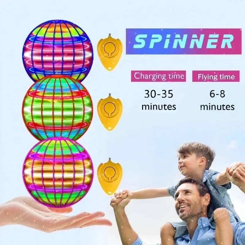 Flying Spinner Ball with LED Lights – Hand-Controlled Boomerang Toy for Kids & Adults, 360° Rotating Indoor Outdoor Hover Ball