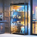 LED Display Cabinet with Glass Shelves, 5-Tier RGB Lighting Curio Case for Collectibles Storage.