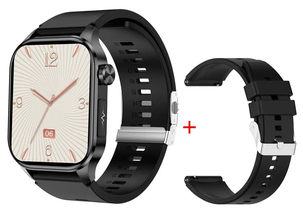 ET580 Smart Watch Men 2.04inch AMOLED Large Screen Bluetooth Call ECG Blood Pressure Oxygen Health Monitor SOS Smartwatch