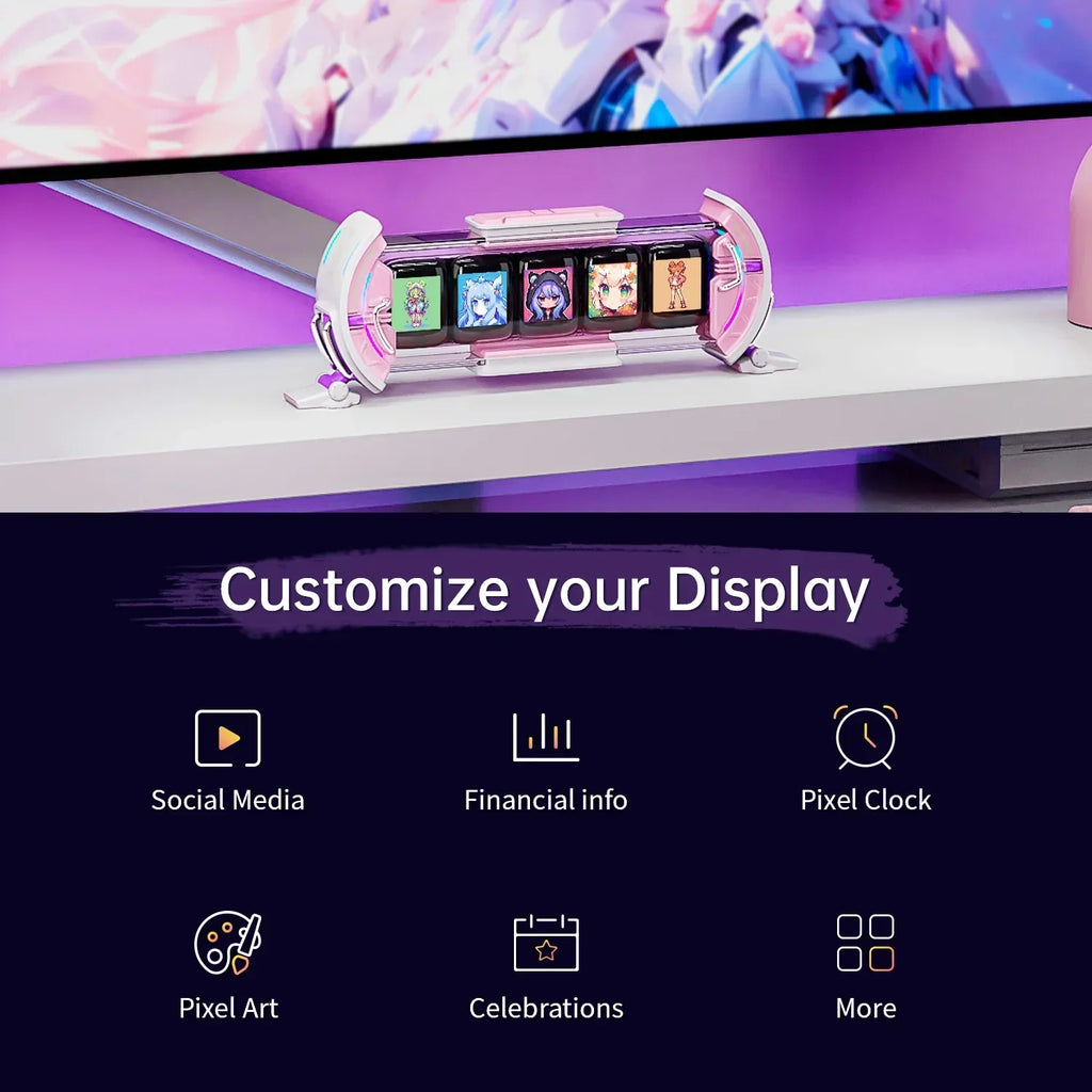 DecorBites™ Cute Gaming Digital Clock with Smart App Control and Weather Forecast, Stock Updates