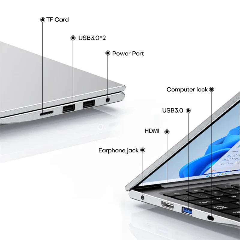 17.3" Laptop Computer PC Windows 11 Pro N5095 Laptops Backlit Keyboard 16GB DDR4 1TB SSD