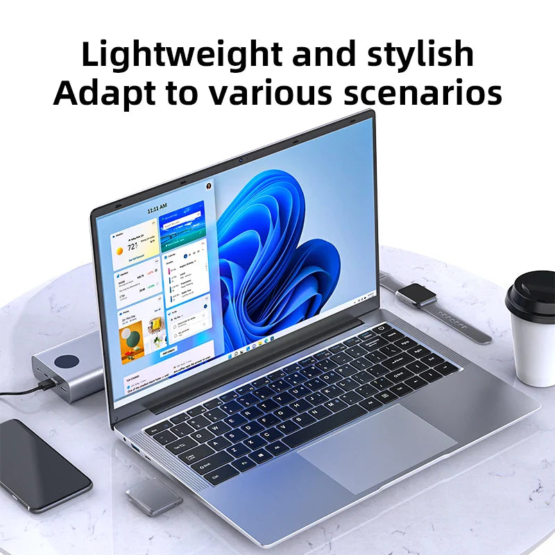 14.1" Ultra Slim Windows 11 Pro Laptop Computer, intel Atom A3950 12GB RAM, 1TB 2TB SSD Notebook, PC 1080P HD Office Study Laptops.