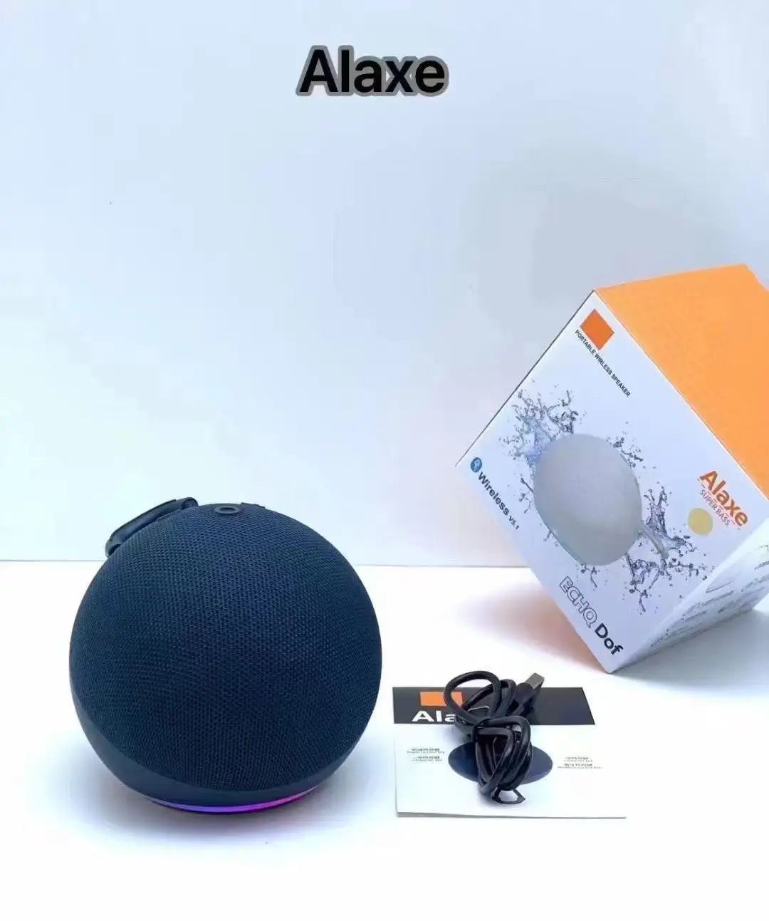 Alaxe Wireless Bluetooth Speaker with 360° Surround Sound IPX4 Waterproof Speaker RGB Lights Portable Subwoofer for Party Travel