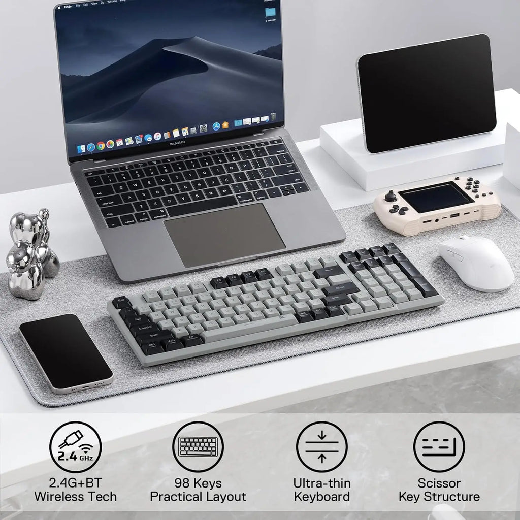 2.4G Blue Tooth Wireless Keyboard 98 Keys Slim