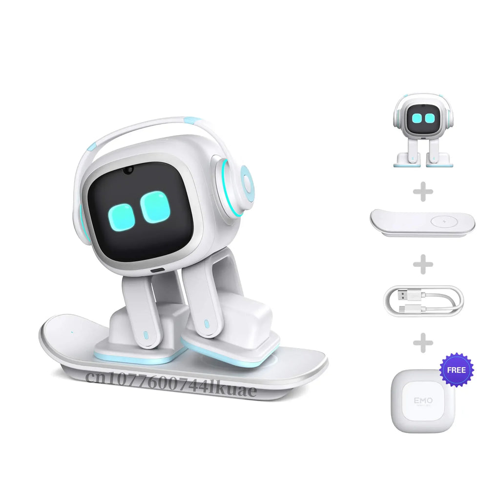 White EMO Voice Robot Smart AI Companion Interactive Talking Electron with Control ,Gift for Boys Girls Birthday Christmas 2025