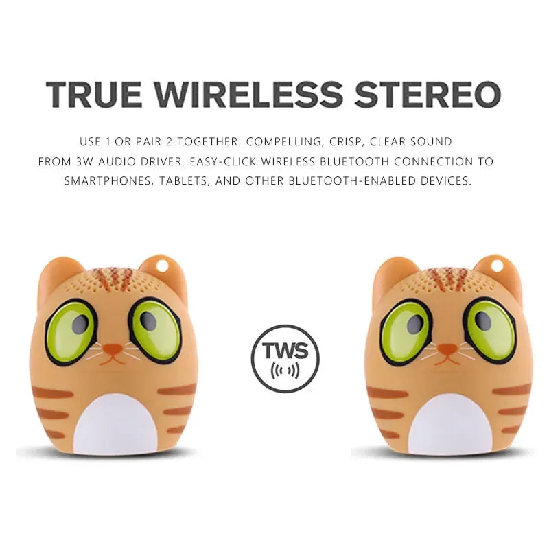Pet Mini Bluetooth Animal Small Speaker Wireless Portable Music Subwoofer Column Bass Stereo Player Speaker Christmas Gift