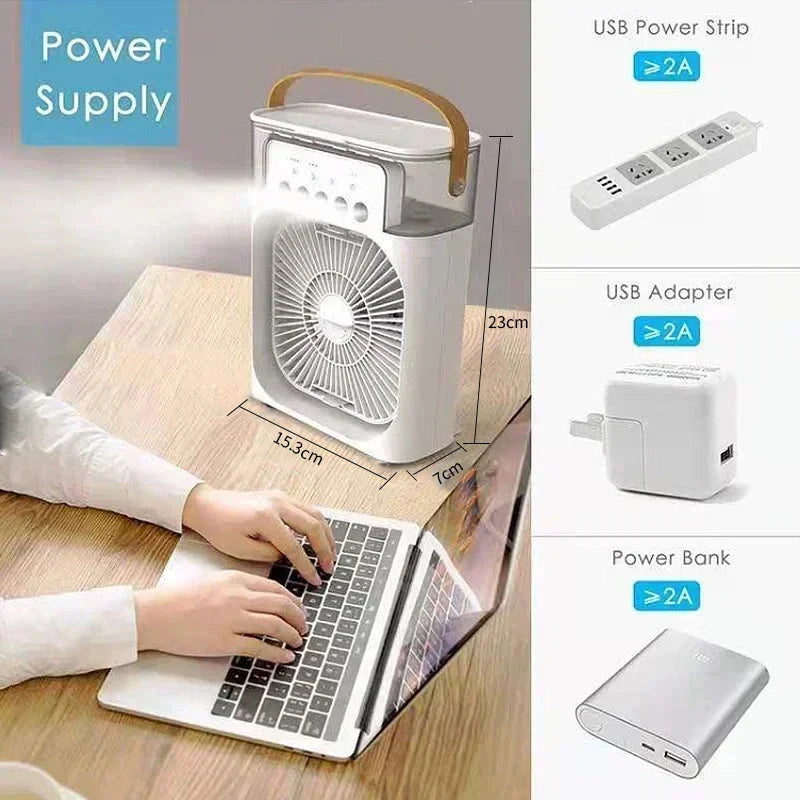 Compact Air Cooler | 3-in-1 Evaporative Cooler Fan with Adjustable Speeds | USB Powered for Personal Comfort