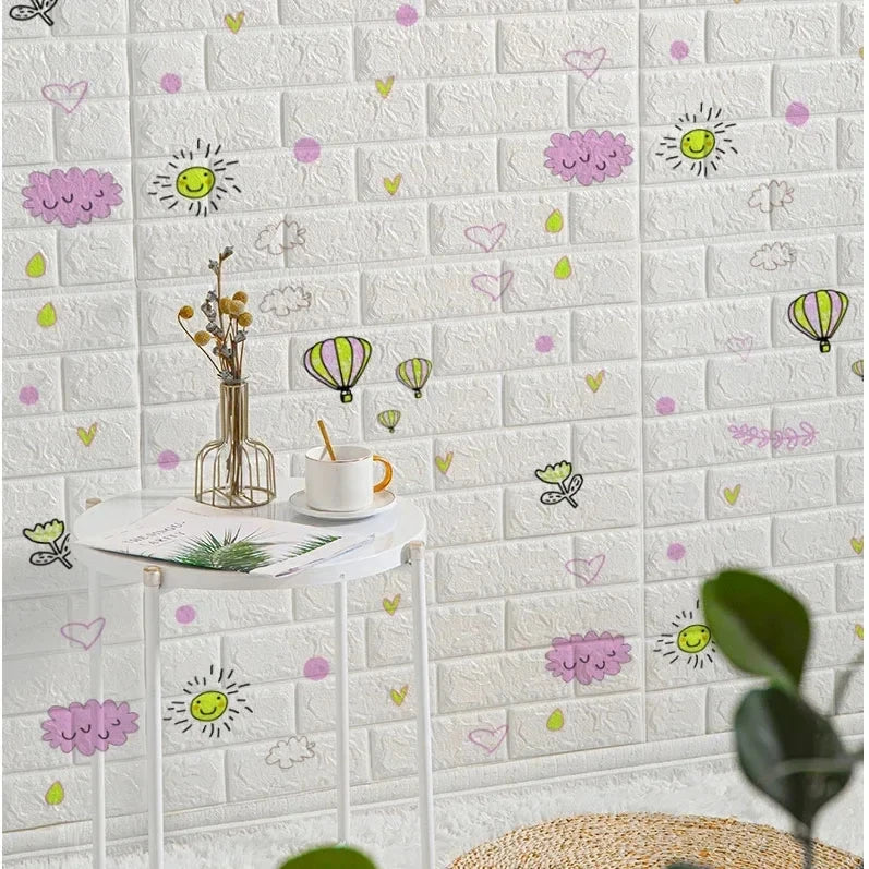 3D Self-Adhesive Wallpaper, 70cm*1/5/10m , Waterproof Brick Wall,  Living Room, Bedroom, Children's Room Home Decor