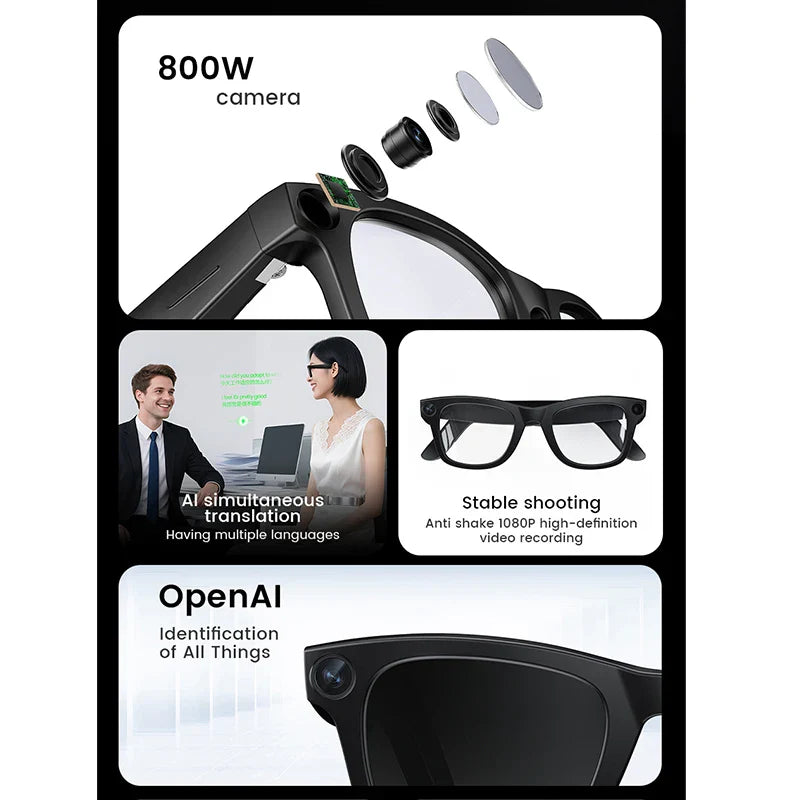 2026 Smart Glasses, HD Photo Video Open AI Record, Translation, Touch Photochromic Lenses, Bluetooth Call ,Music Multifunction Glasses.