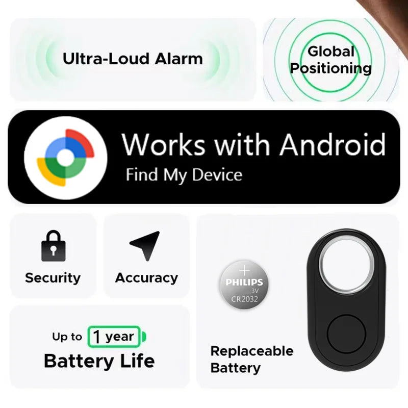 GPS Tracker for Samsung Phones Android Google Find My Device Bluetooth Locator Finder Global Positioning Anti-lost Smart Tag