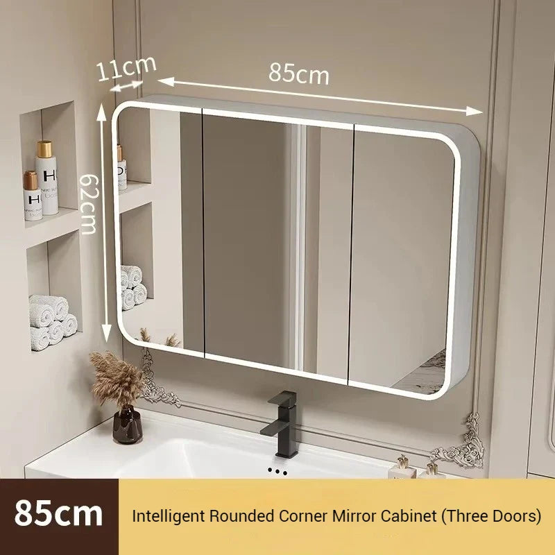 Space Aluminum Smart Bathroom Cabinets Wall-mounted Nordic Multifunction Mirror Cabinets Shelves Home Furniture Arredo Bagno FYB