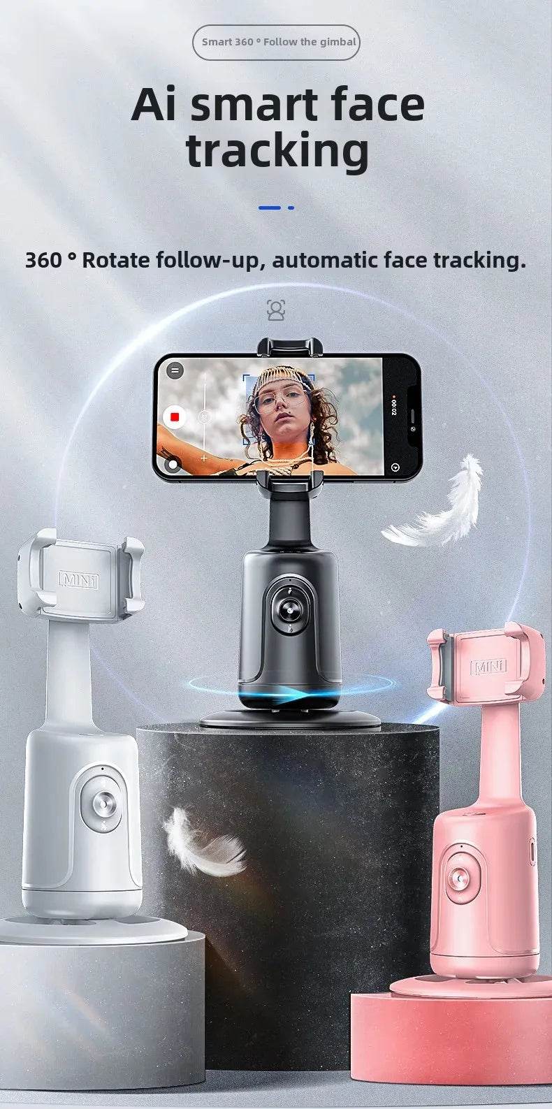 Smart AI Face Recognition 360° Mobile Phone Camera Mount
