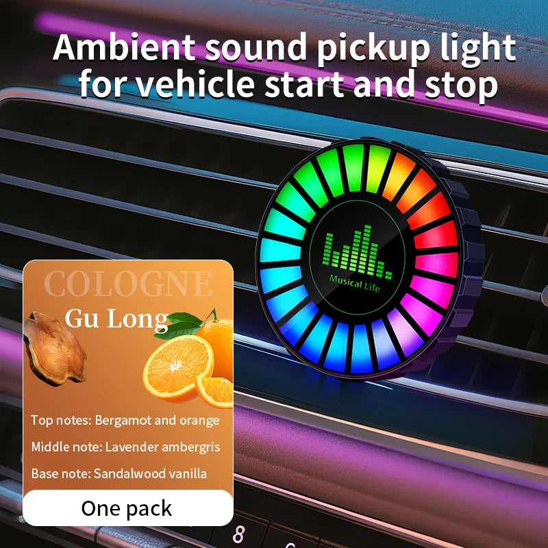 1x Car Music Rhythm Lamp with Fragrance Air Outlet Aromatherapy Air freshener perfume Voice App Control Rhythm Diffuser  RGB
