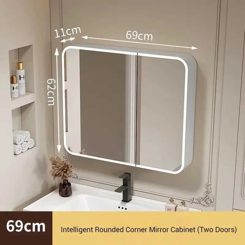 Space Aluminum Smart Bathroom Cabinets Wall-mounted Nordic Multifunction Mirror Cabinets Shelves Home Furniture Arredo Bagno FYB