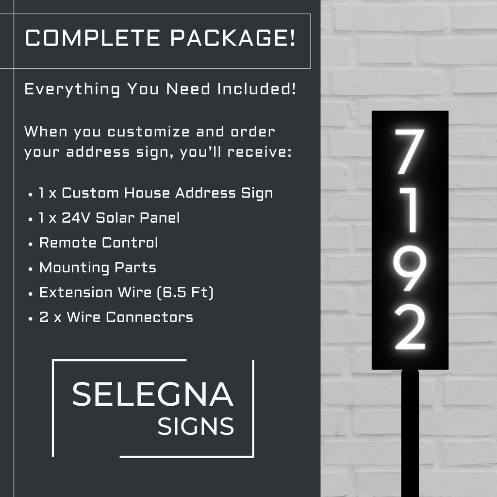 Solar Illuminated Staked Metal House Number Sign