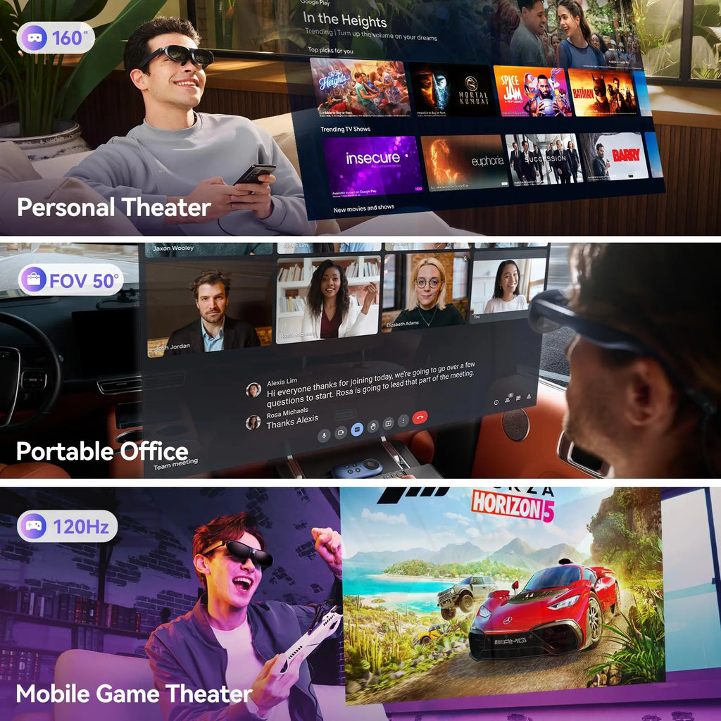 Rokid Max AR 3D Smart Glasses Micro OLED 215”Max Screen 50° FoV Viewing For Phones/Switch/PS5/Xbox/PC Smart On Sales