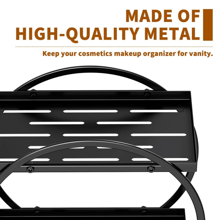 2 Tier Cosmetic Display Tray Makeup Organizer and Storage for Dresser Bathroom(Black)