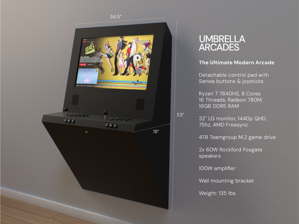 Wall Mounted Arcade - Gaming PC With 4TB Team group M.2 Game Drive