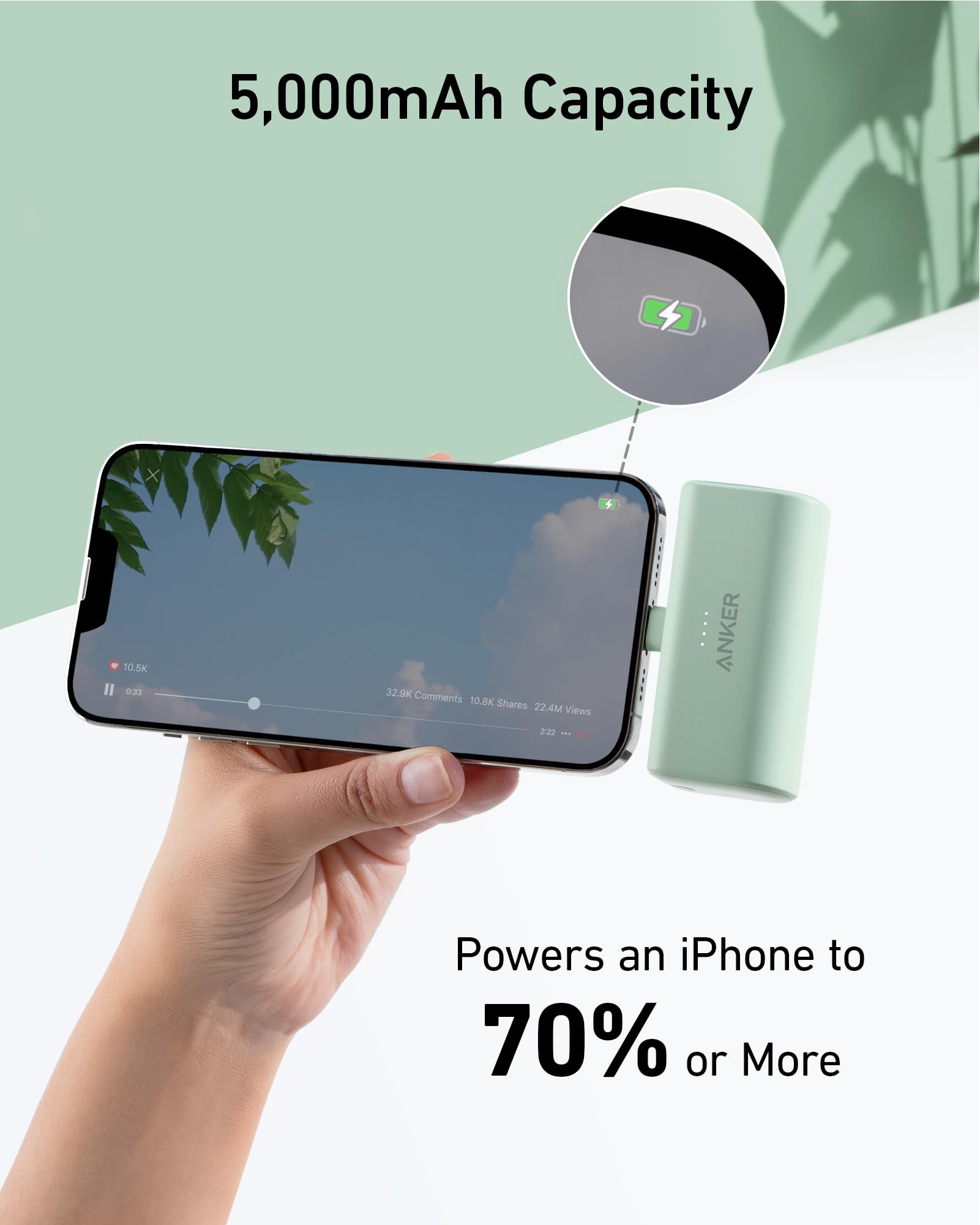 Anker Nano Power Bank (12W, Built-In Lightning Connector) Portable Charger