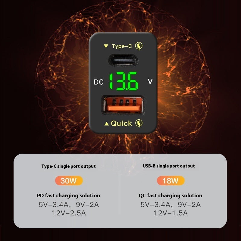 48W Fast Charge QC30 Car Modification Mobile Phone Charger