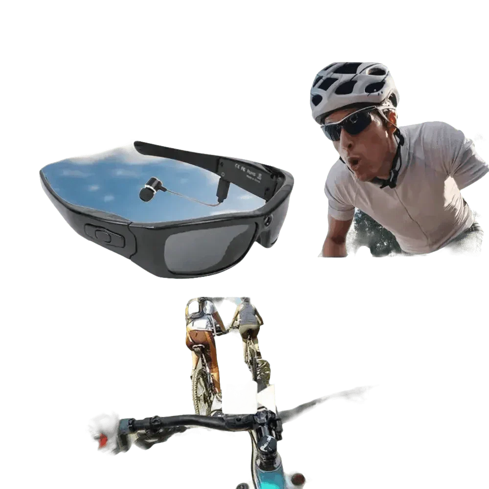 Black Camcorder Glasses Camera with Headphones. HD 1080P Mini Camcorder Glasses