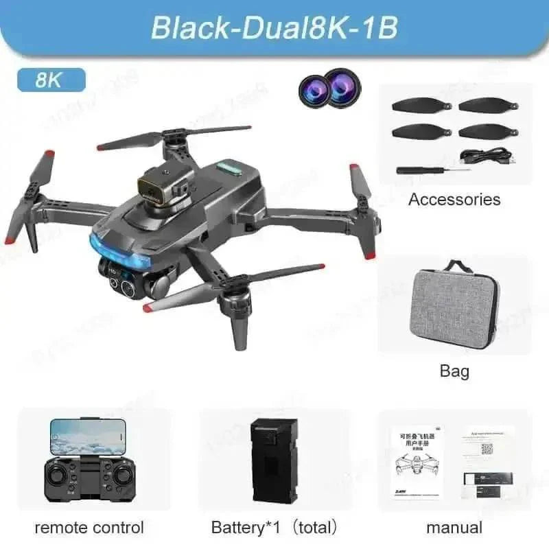 Black P15 Mini Drone Camera Obstacle Avoidance 4K Profesional