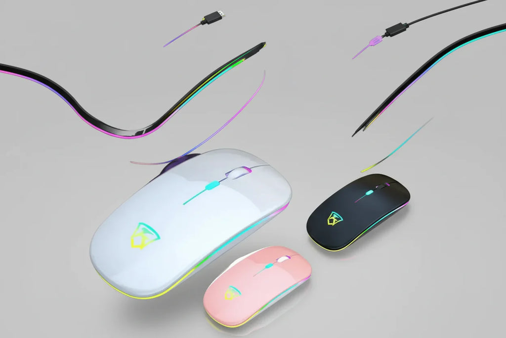 Black USB Rechargeable RGB LED Wireless Mouse