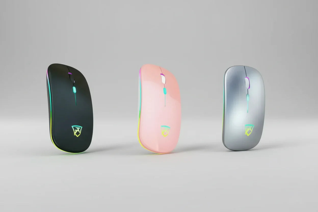 Black USB Rechargeable RGB LED Wireless Mouse