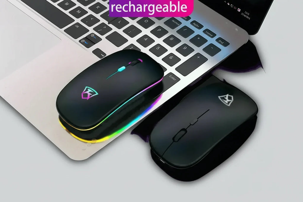 Black USB Rechargeable RGB LED Wireless Mouse