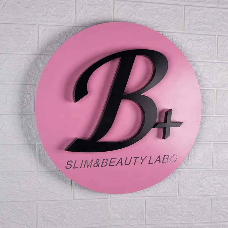 Custom Backlit 3D Acrylic Business Sign with Metal Backplate