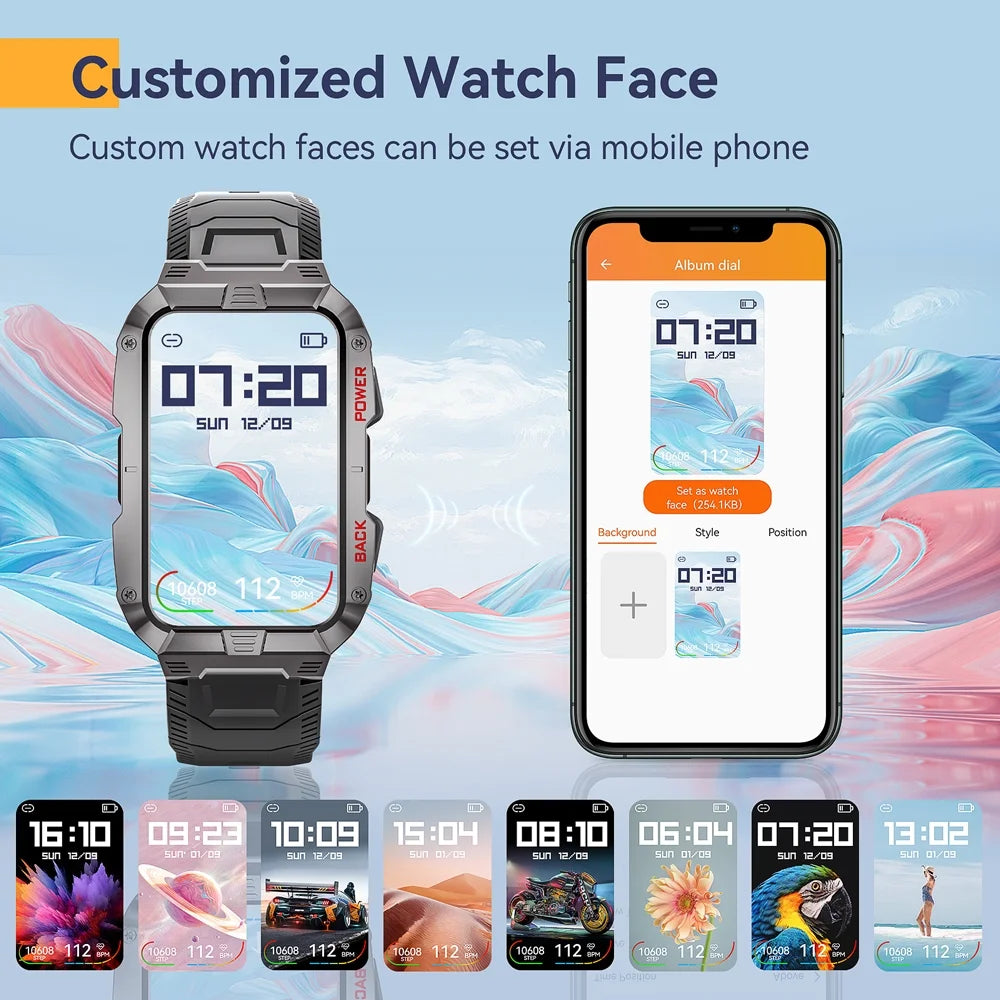 Smart Watch, Answer and Make Phone Calls,Ip68 Waterproof Sports Smart Watch for Men, Black