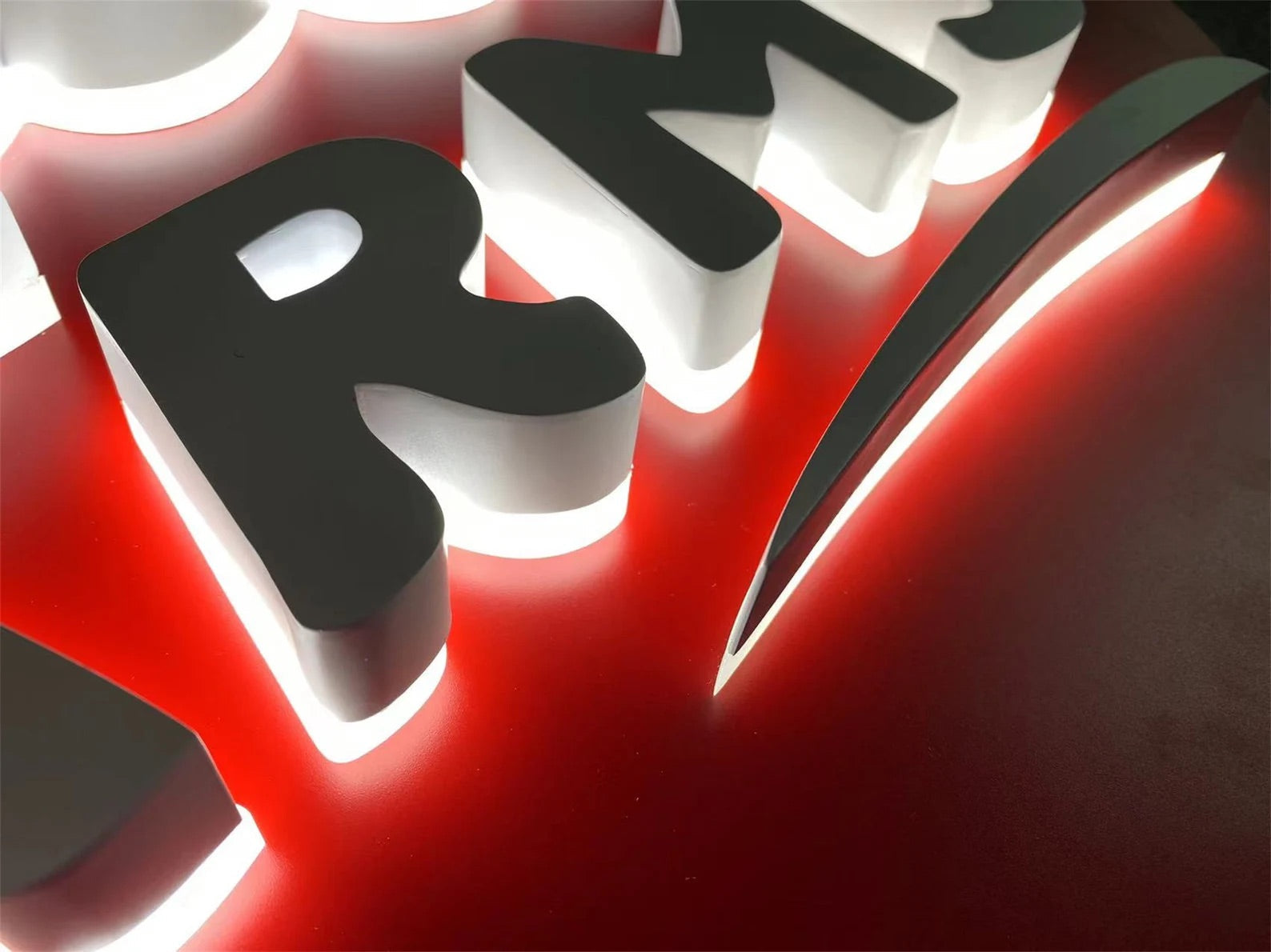 Custom Backlit 3D Acrylic Business Sign with Metal Backplate