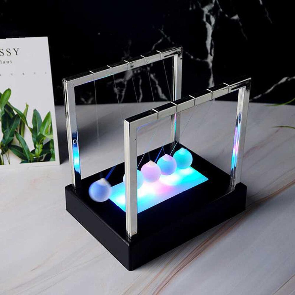 Creative LED Swing Ball Ornaments Colorful Luminous Magnetic Levitation Office Decoration Indoor Decorative Table Lamp Cute Study Lamps for Bedroom Décor