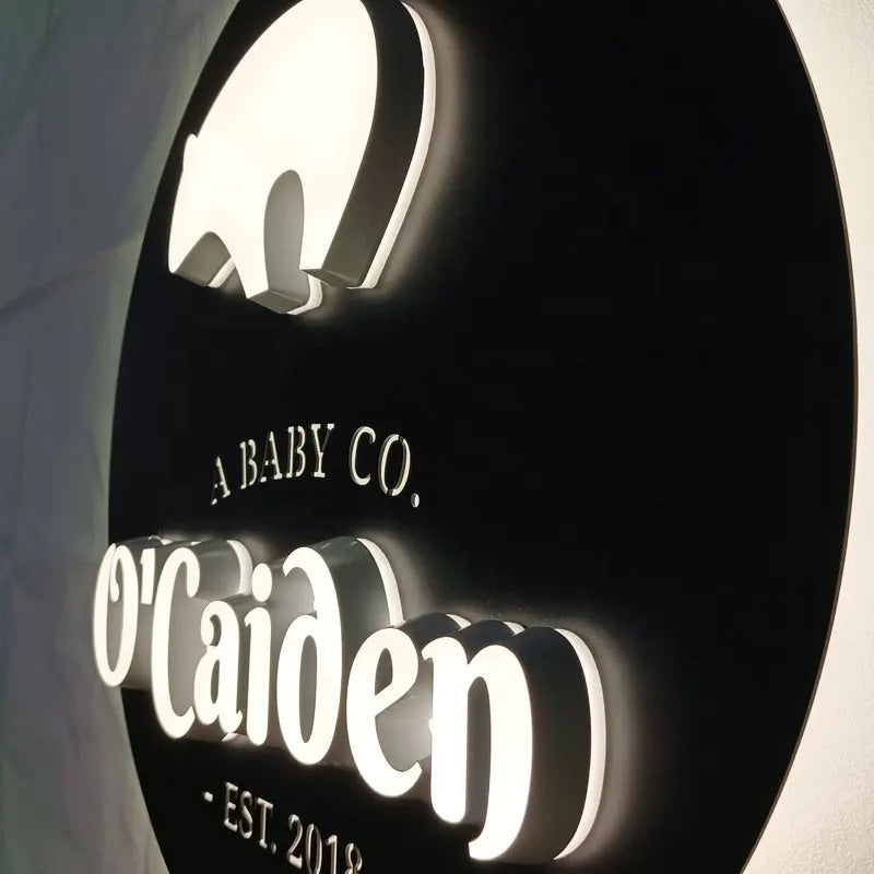 Custom Backlit 3D Acrylic Business Sign with Metal Backplate