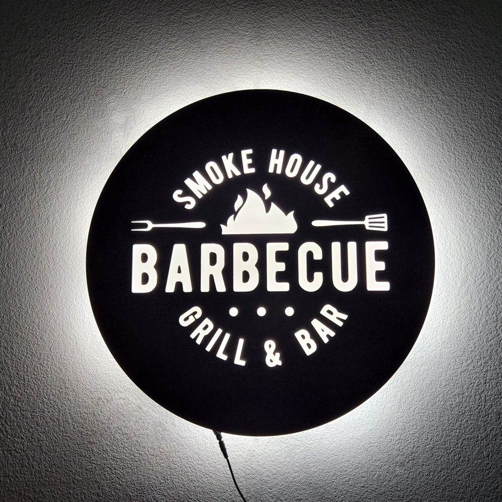 Metal LED Hollow Out Laser Cut Backlit Business Logo Sign | Round & Square