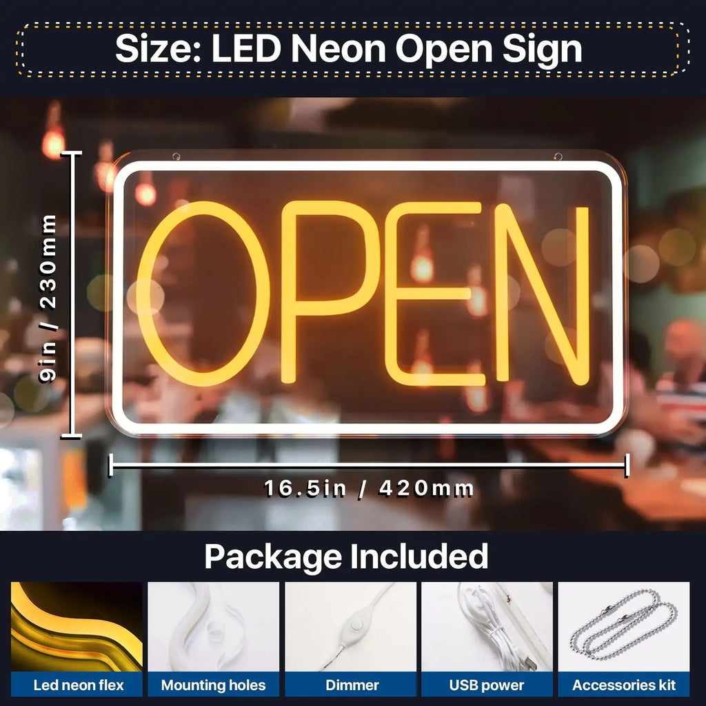 Retail LED Neon Store Open Sign Light For Storefront Businesses