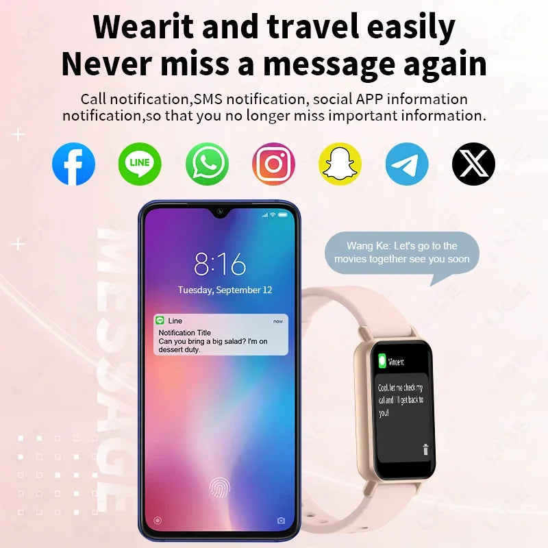 Smart Watch Women Full Touch Screen Health Monitor IP68 Waterproof Sports Fitness Tracker Smartwatch Woman Bracelet Watches