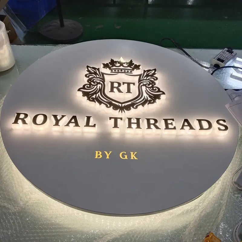 Custom Backlit 3D Acrylic Business Sign with Metal Backplate