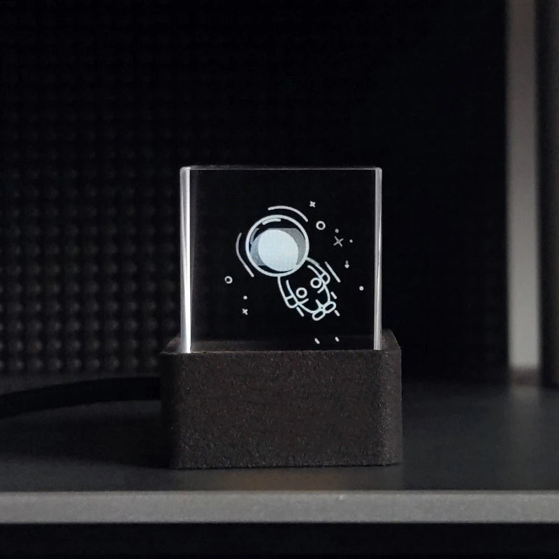 Crystal Cube Photo Display Holographic Desktop Smart Weather Station Digital Clock with GIF Animations Album