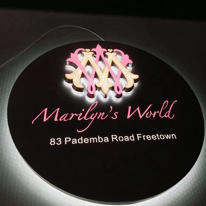 Custom Backlit 3D Acrylic Business Sign with Metal Backplate