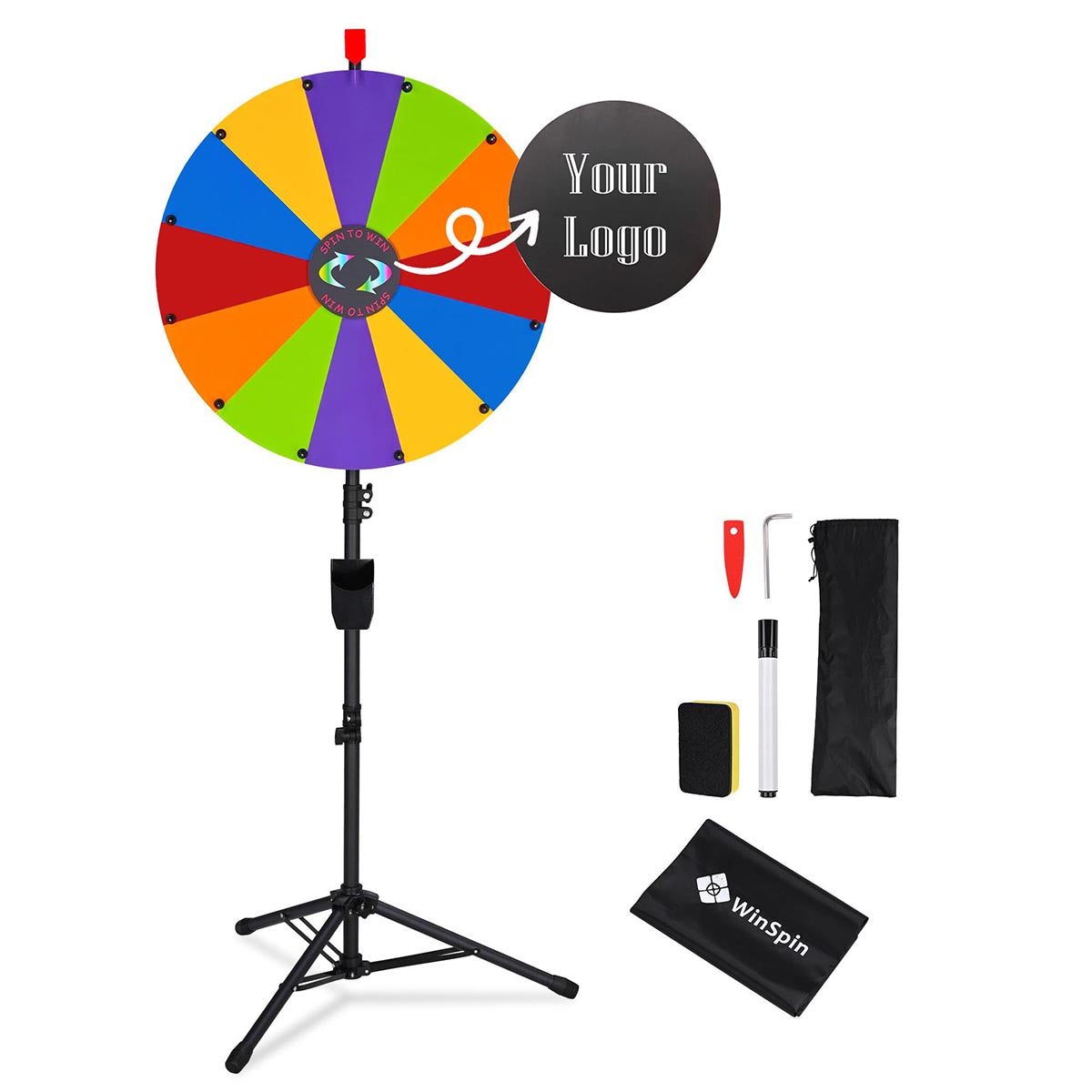 WinSpin 24" Modular Prize Wheel with Adjustable Height Stand 12-Slot
