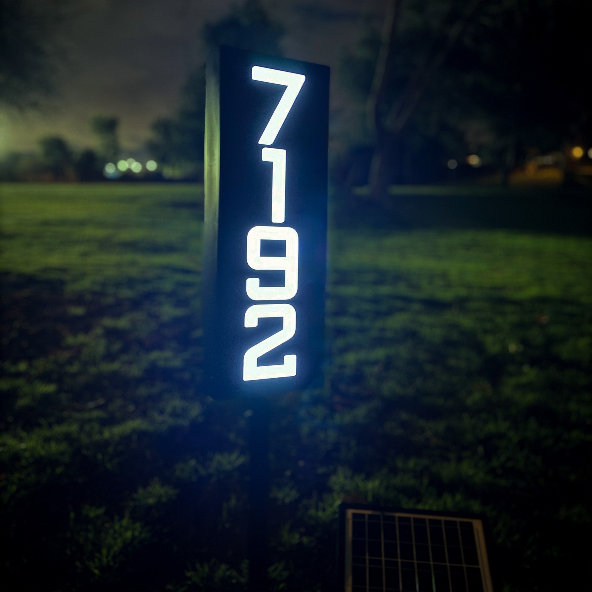 Solar Illuminated Staked Metal House Number Sign