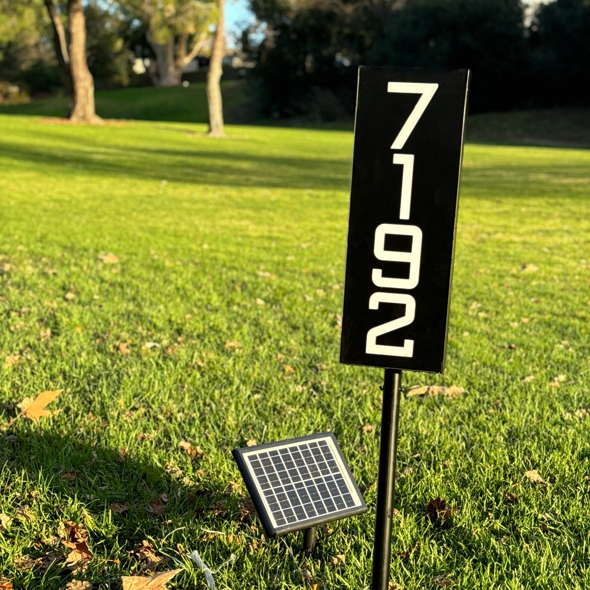 Solar Illuminated Staked Metal House Number Sign