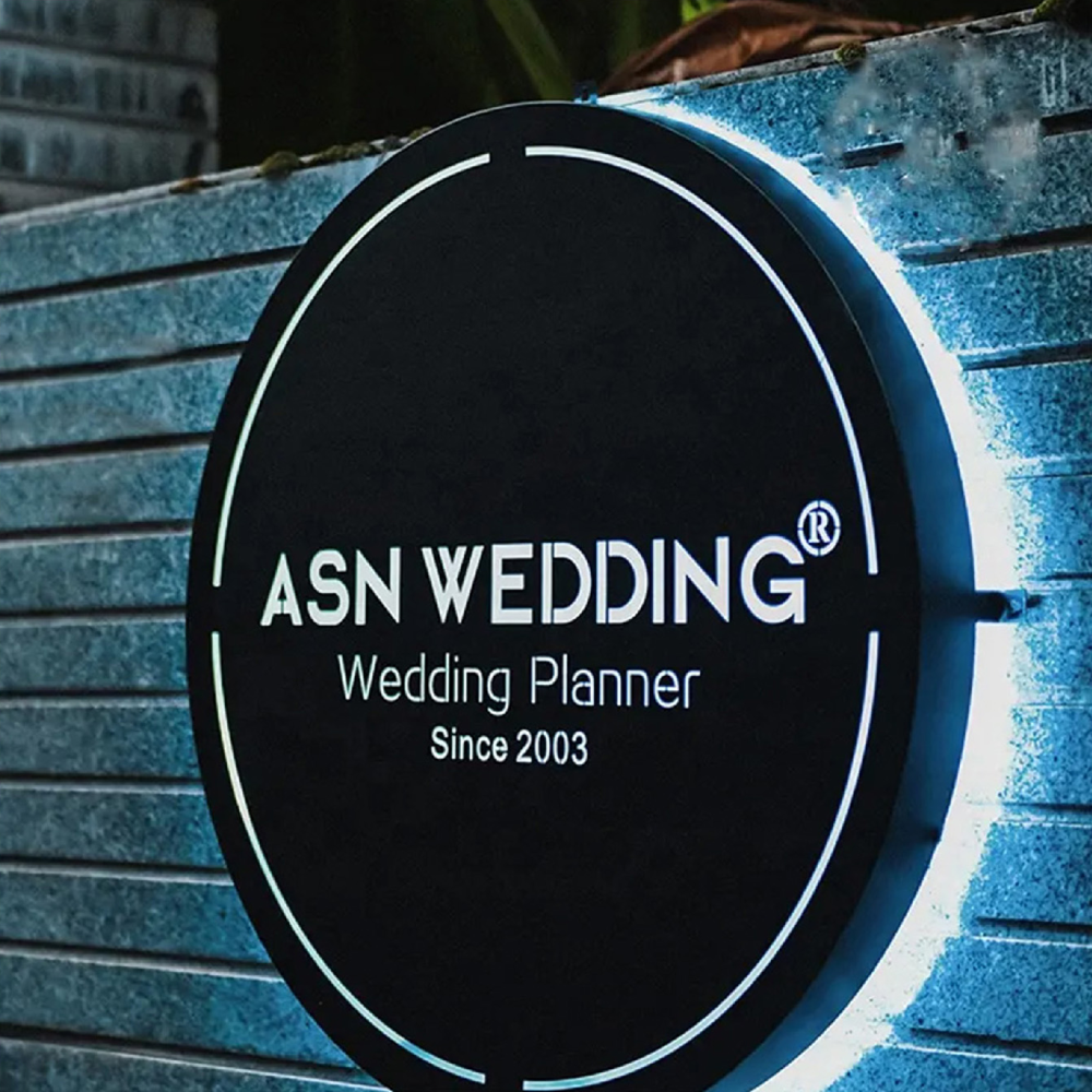 Metal LED Hollow Out Laser Cut Backlit Business Logo Sign | Round & Square