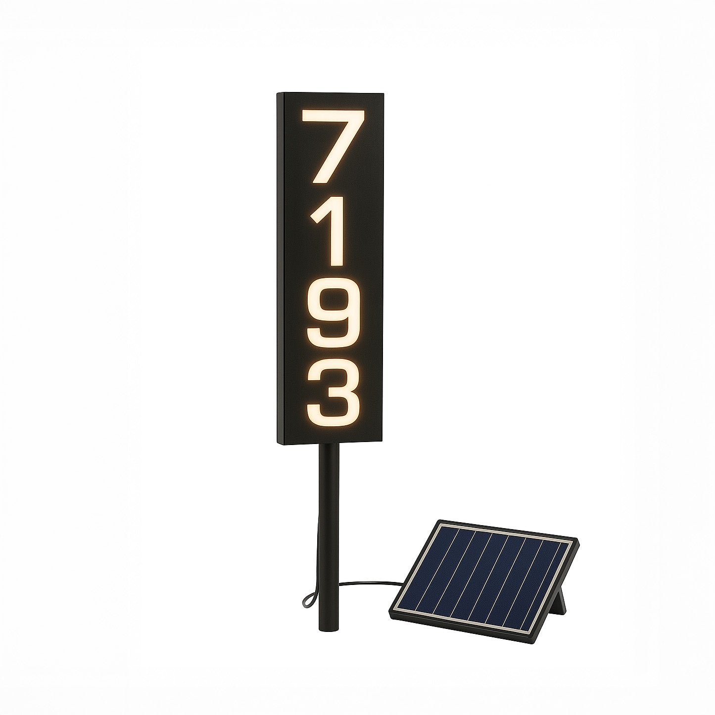 Solar Illuminated Staked Metal House Number Sign
