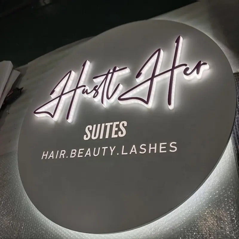 Custom Backlit 3D Acrylic Business Sign with Metal Backplate