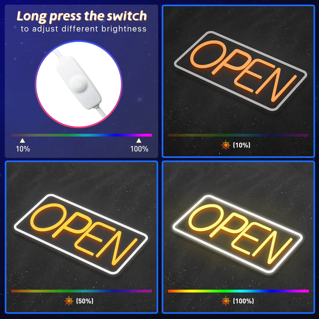 Retail LED Neon Store Open Sign Light For Storefront Businesses