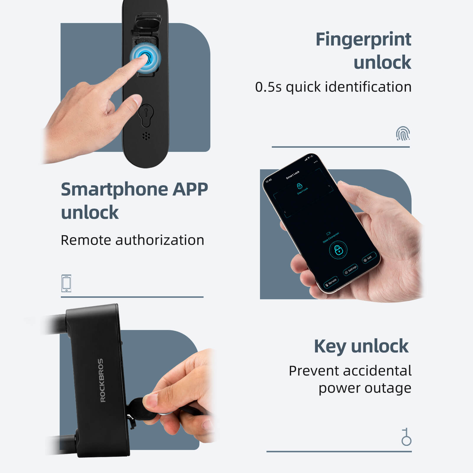 Smart Bluetooth Fingerprint U Lock For Bicycles