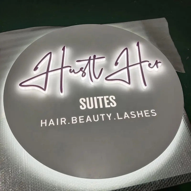 Custom Backlit 3D Acrylic Business Sign with Metal Backplate